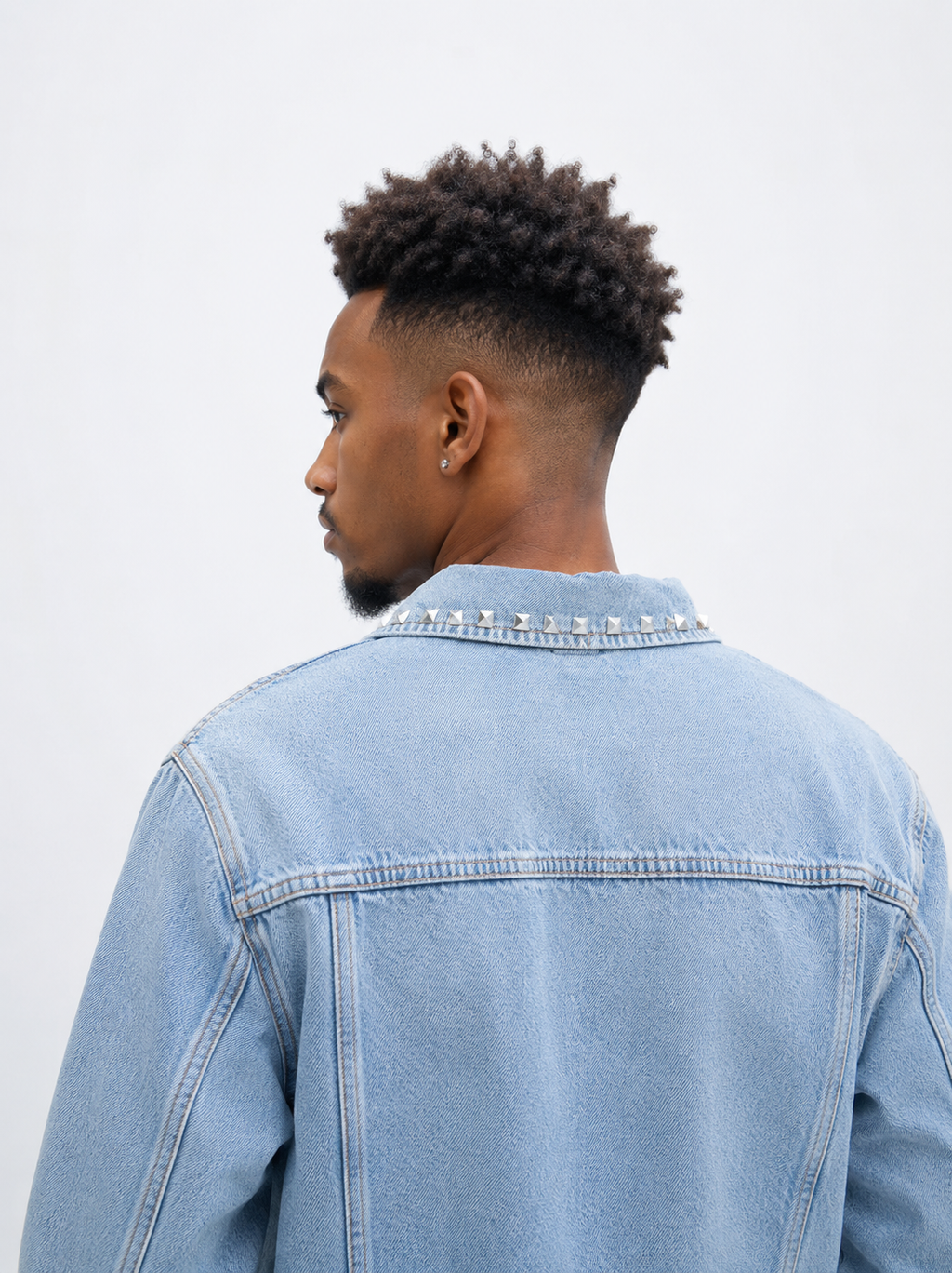 4Faith Studded Denim Jacket – Light Blue