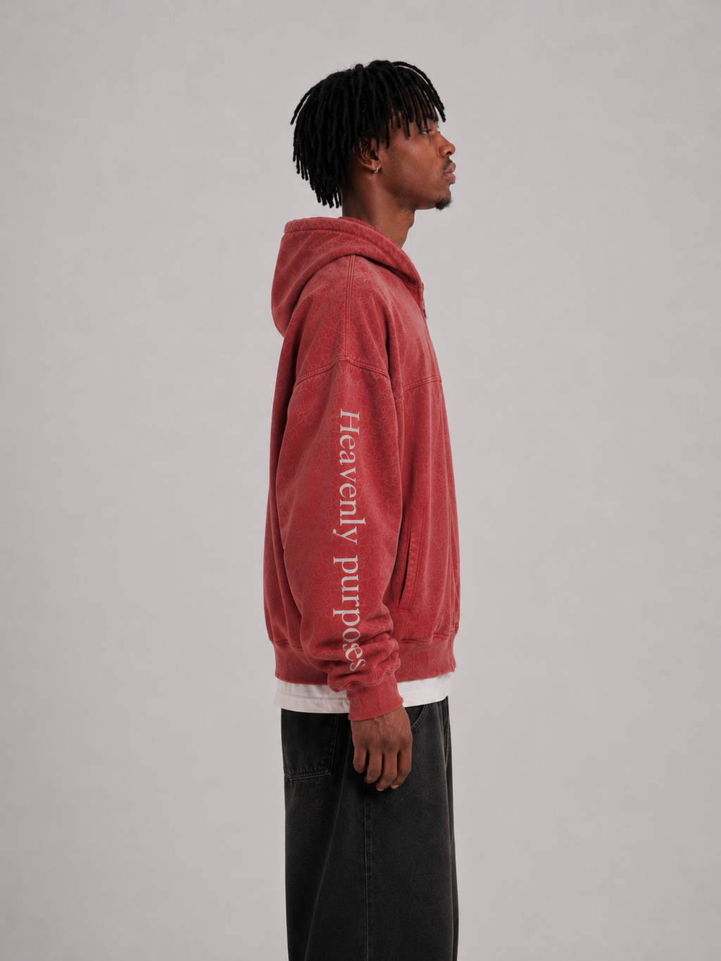 4faith "Heavenly Purposes" Zip Hoodie - Red Washed