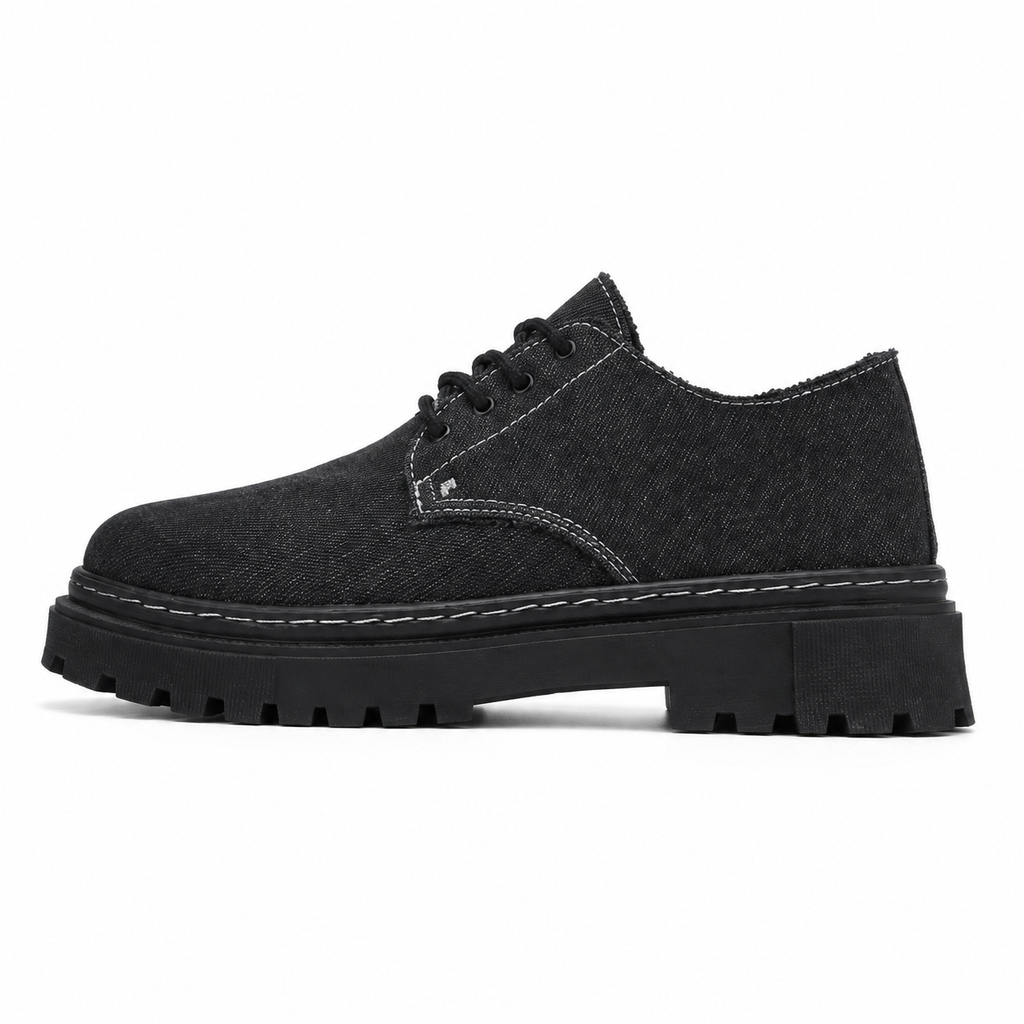 Chaussures Derby Casual en Toile Délavée – Style Workwear Vintage à Lacets