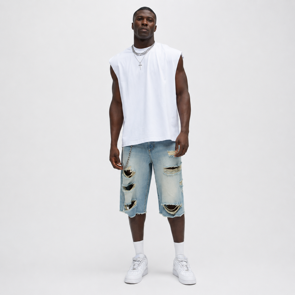 4Faith Signature Oversized Sleeveless Tee - White