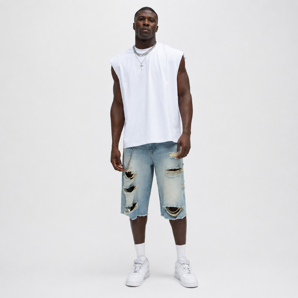 4Faith Signature Oversized Sleeveless Tee - White