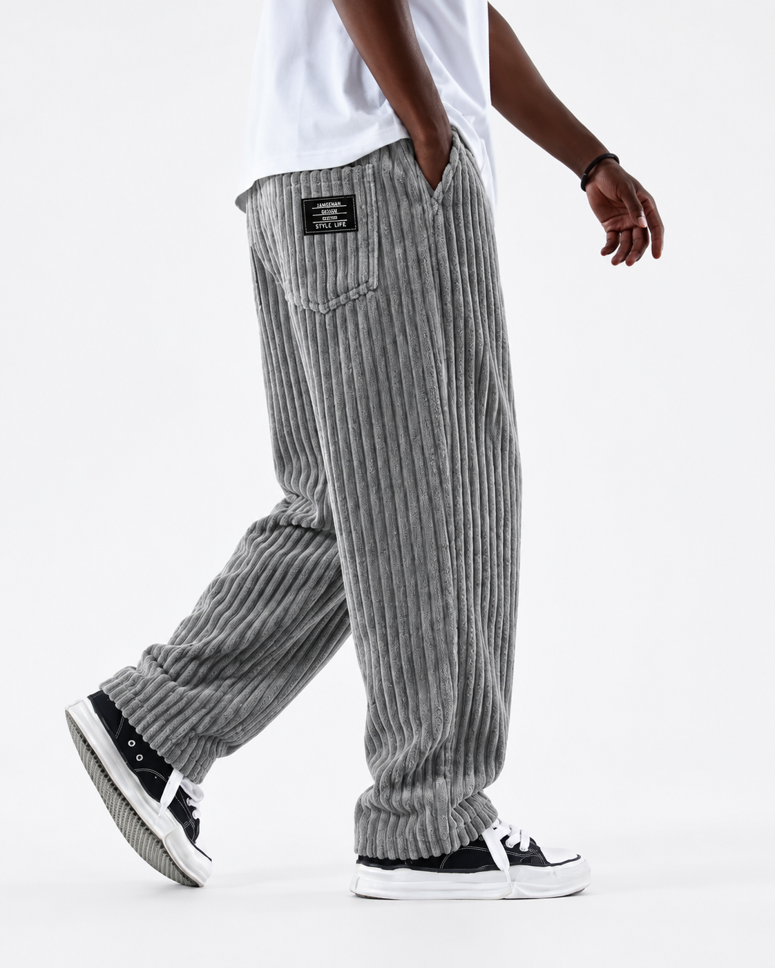 Pantalon Oversized Striped Corduroy