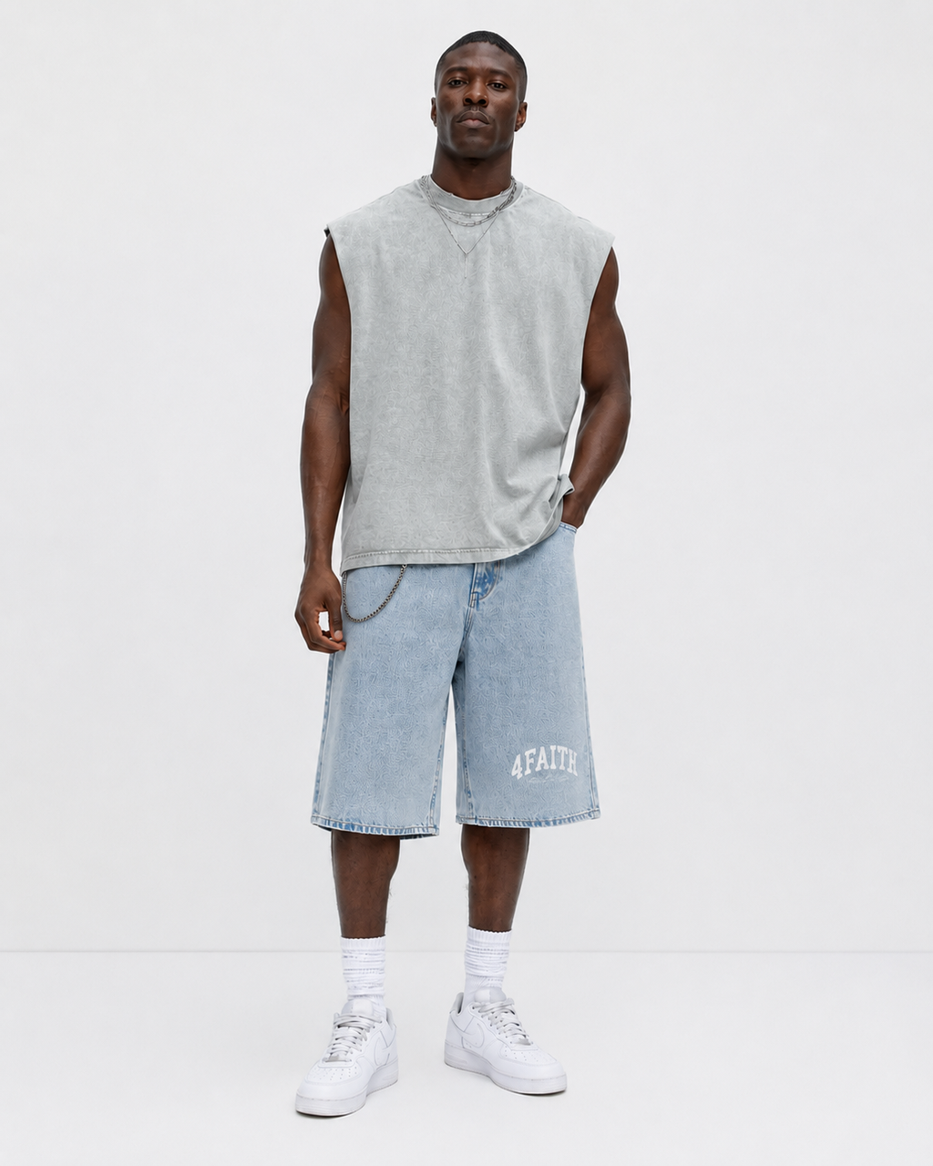 4Faith Ice Blue Denim Shorts