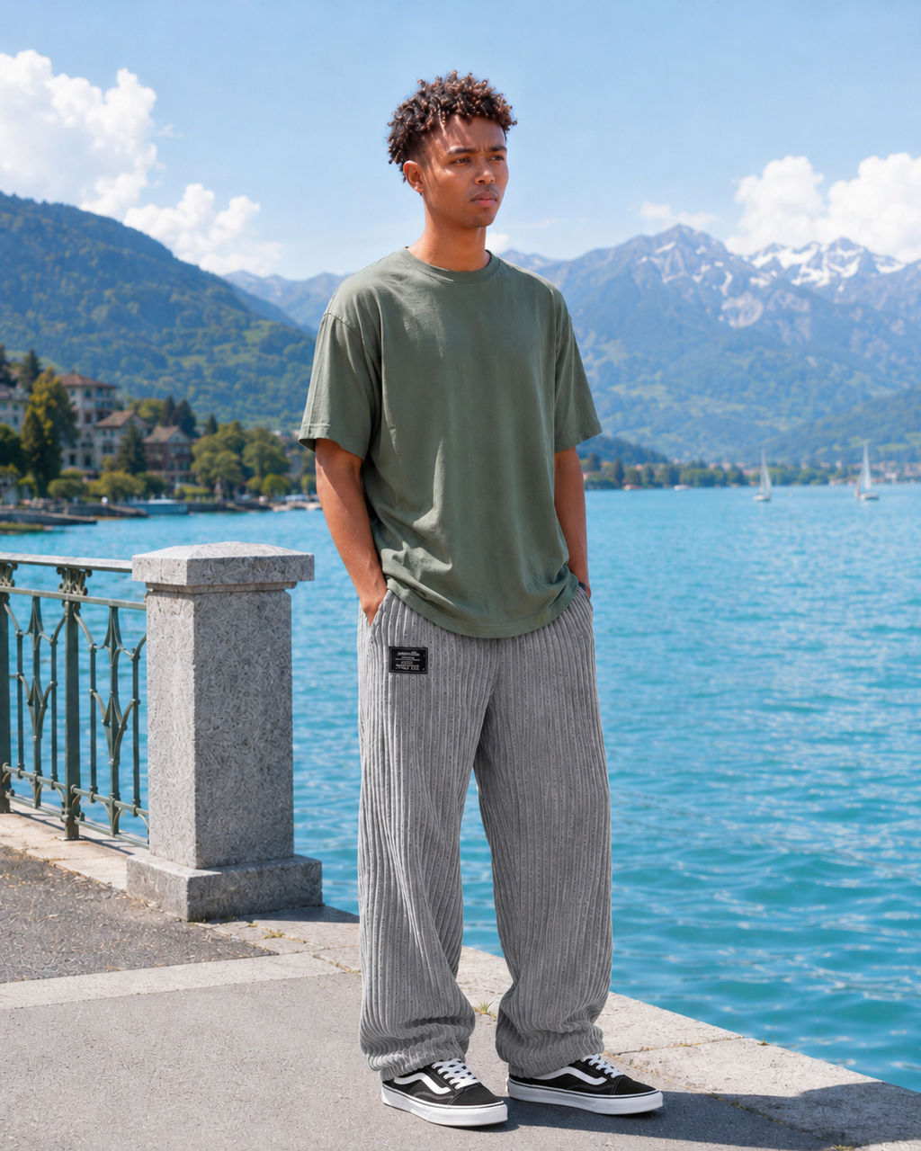 Pantalon Oversized Striped Corduroy