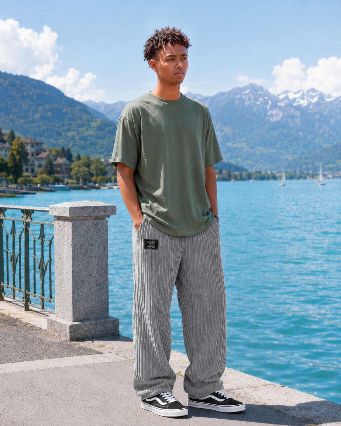 Pantalon Oversized Striped Corduroy
