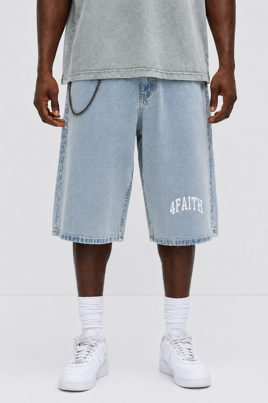 4Faith Ice Blue Denim Shorts