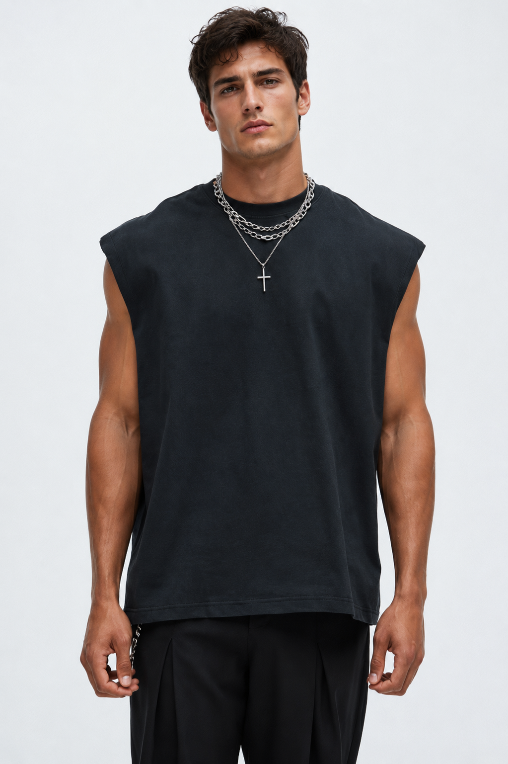 4Faith Signature Oversized Sleeveless Tee - Black