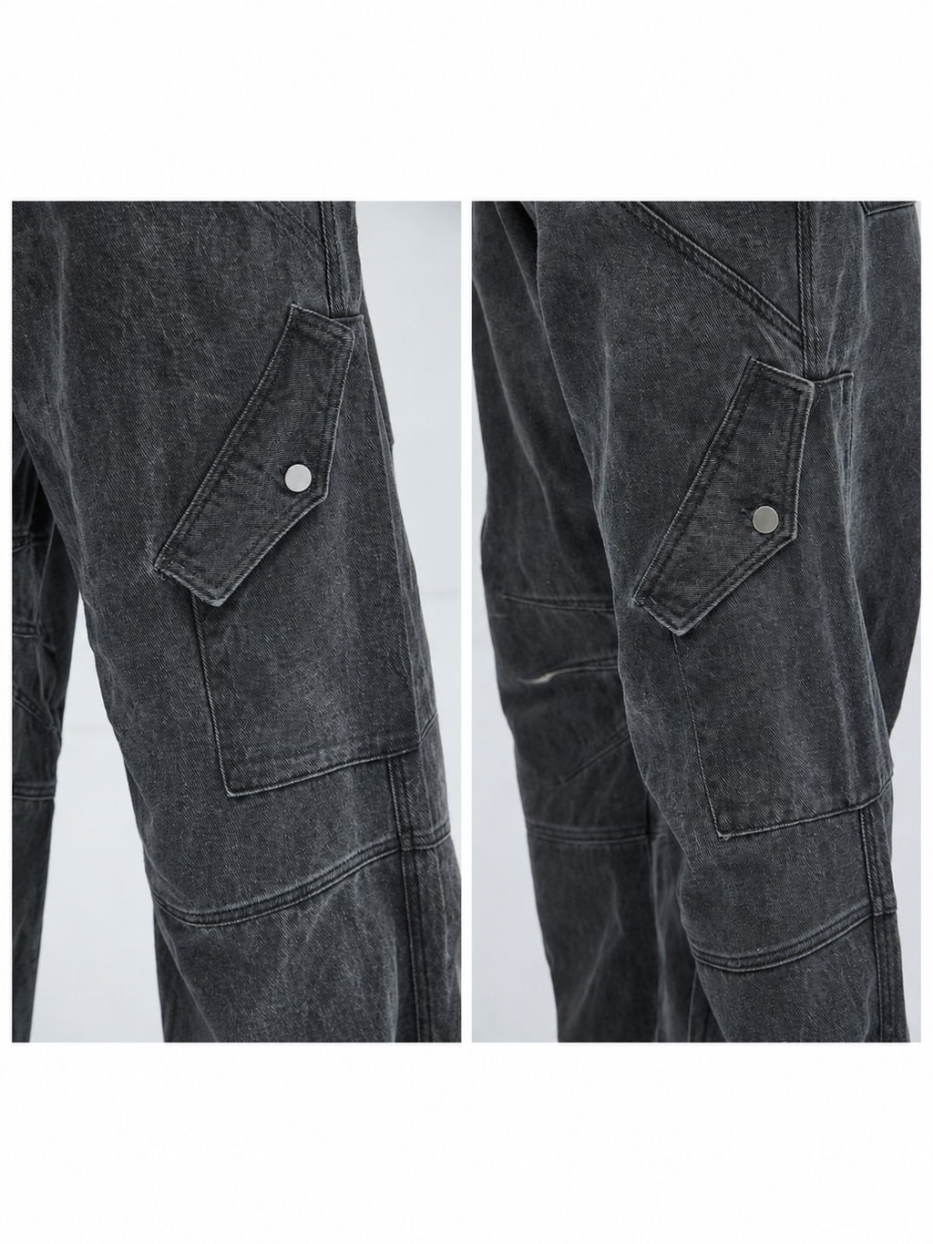 4Faith Cargo Baggy Jeans – Washed Black