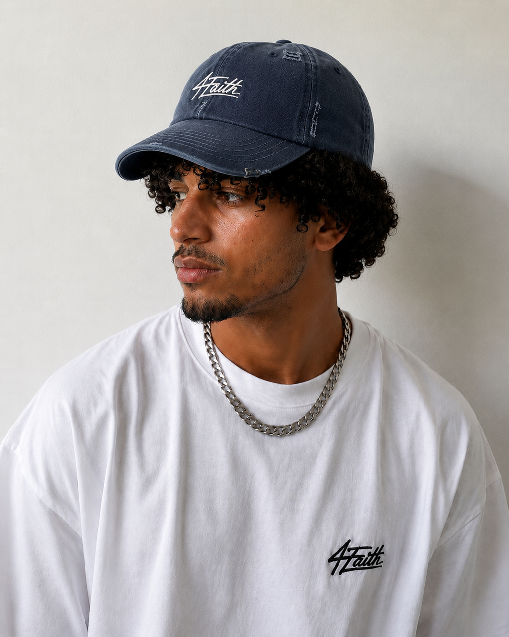 4Faith Vintage Dad Cap Washed Blue | Casquette Premium