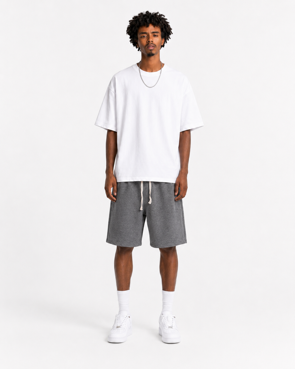 Short en molleton oversize – Gris chiné