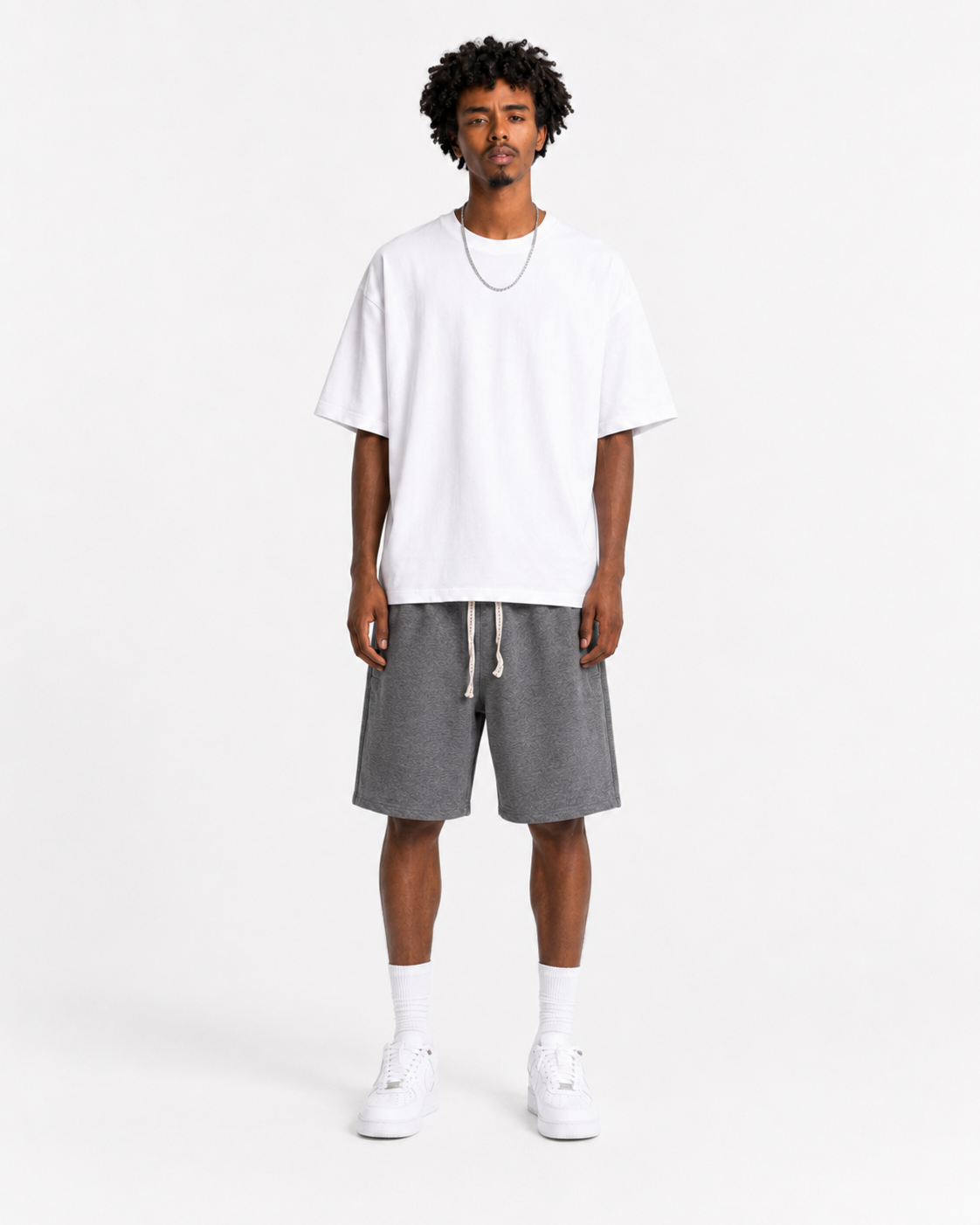 Short en molleton oversize – Gris chiné
