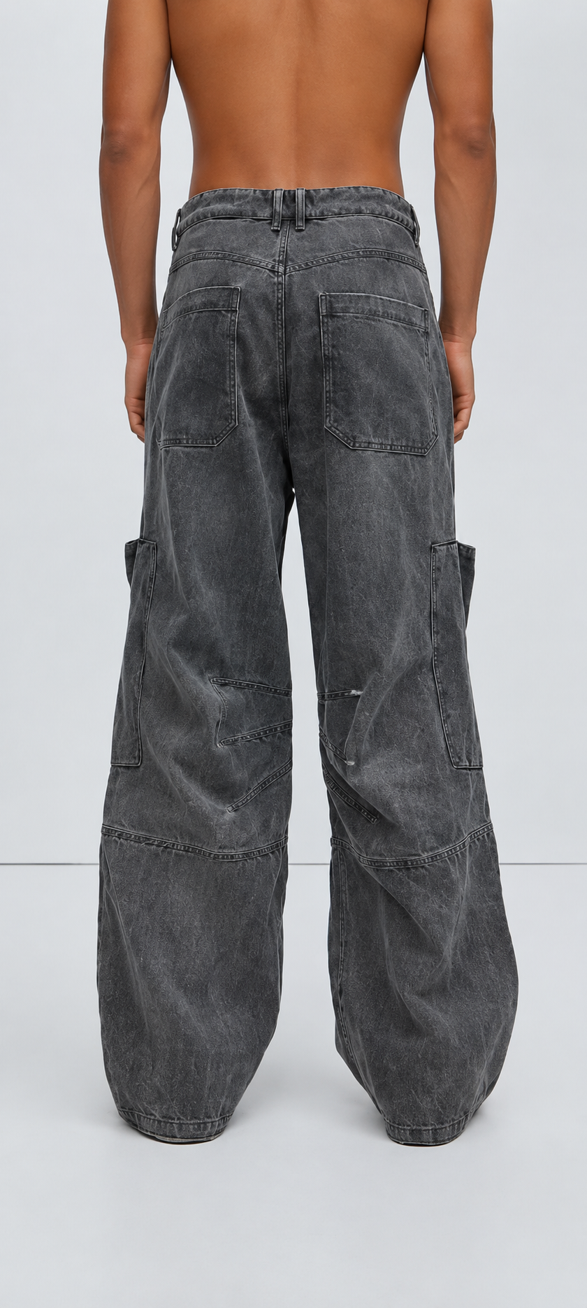 4Faith Cargo Baggy Jeans – Washed Black