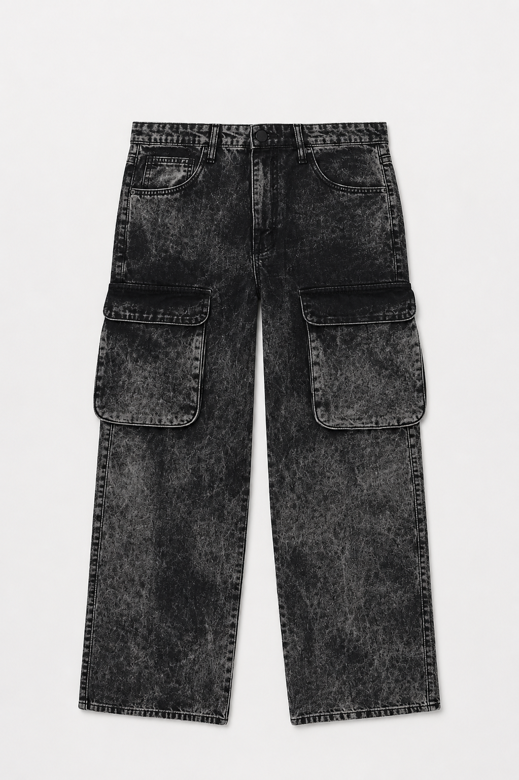 4Faith Signature Cargo Baggy Denim – Black Wash
